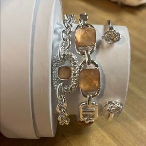 Elegant Silver and Gold-Toned Bracelet Set